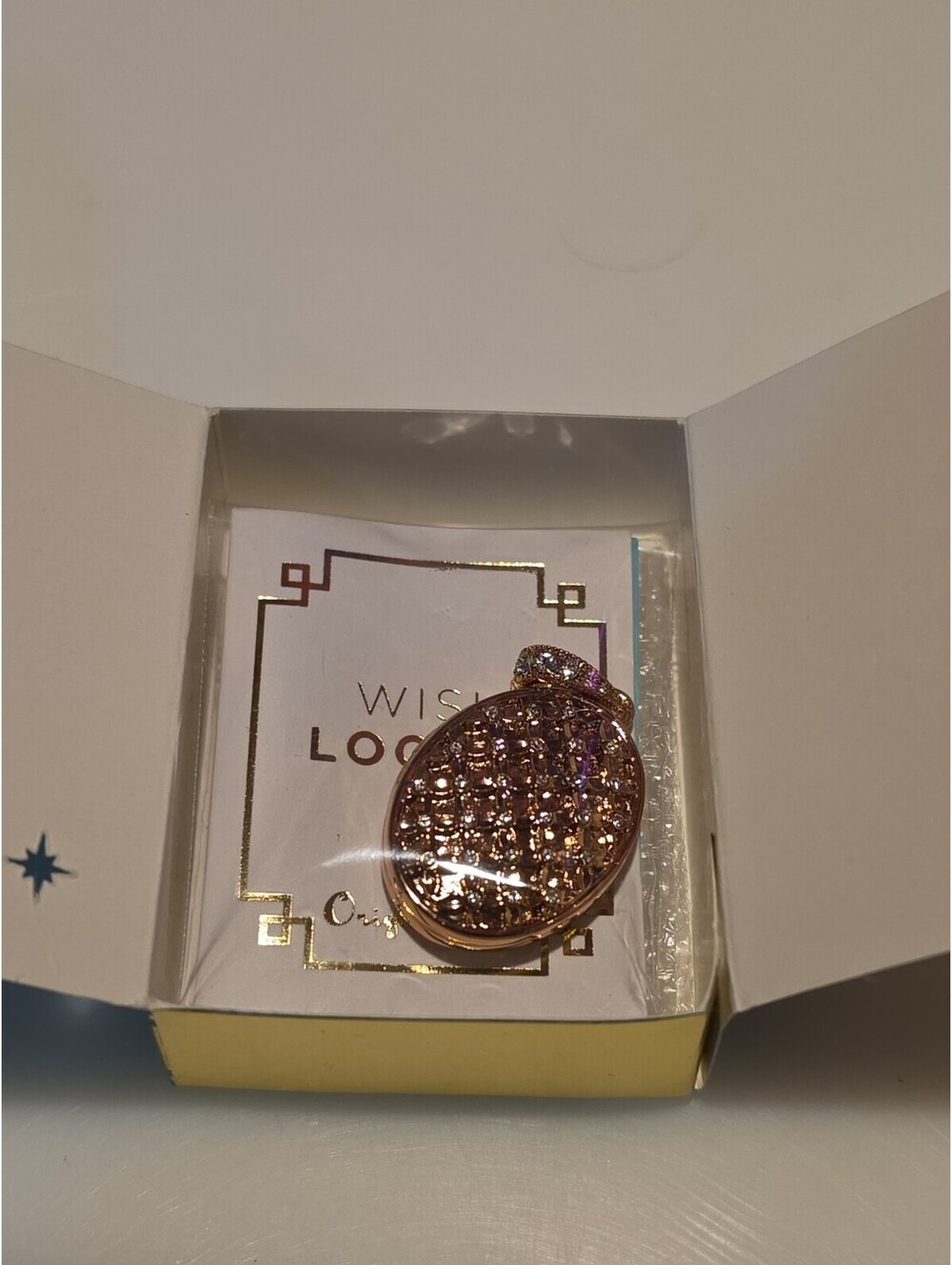 Origami Owl LK2008 Rose Gold Oval Wish Hinge Locket w/Crystals "NIP"